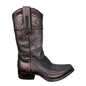 Cuadra Men’s Stingray Black Leather Square Toe Cowboy Boot Size US 10 D